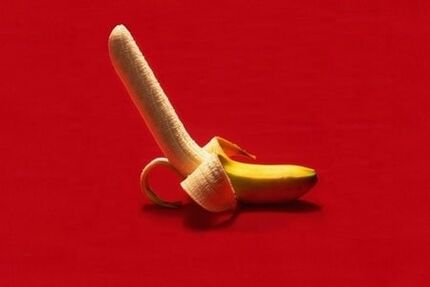banán symbolizuje zvětšený penis cvičením
